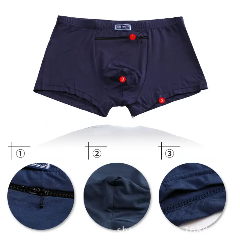 Mga Lalaking Boxer Sexy na Nakatagong Pocket Secret Briefs Panlabas na Sex Front Stash Pocket Soft Panatilihin ang Pickpocket Proof Underwear Safe Protector — image 7