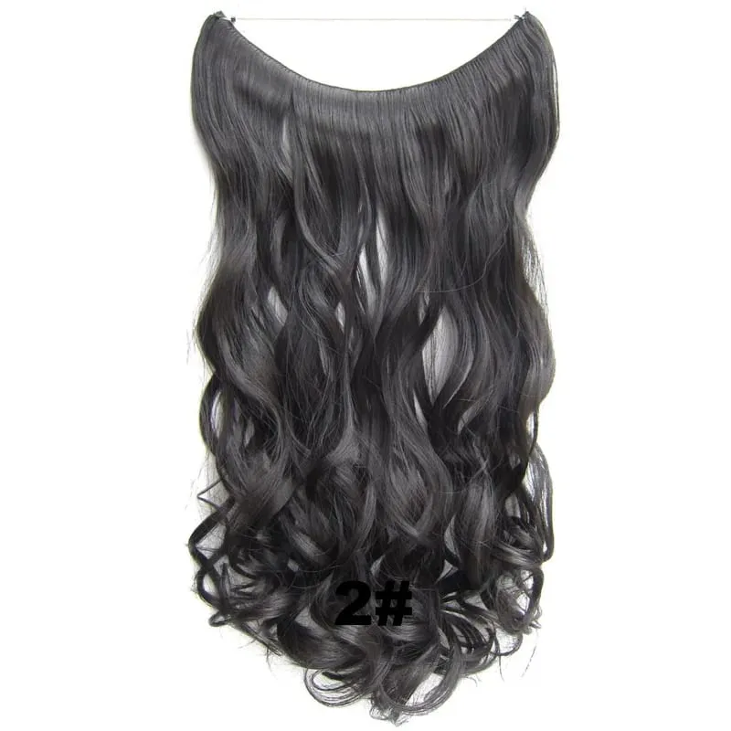 Synthetic One piece Hair Extensions No Clip No Glue Invisible 24inch Long Straight Wave Heat Resistant String Hairpiece