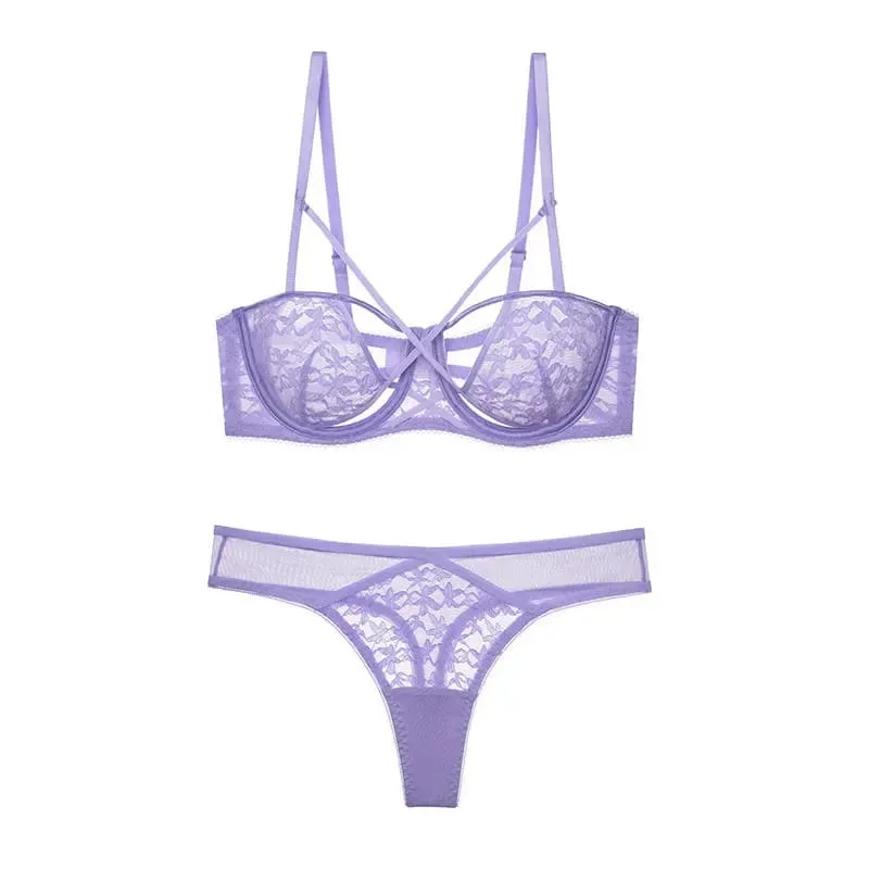 Nouveauté Français Dentelle Ensemble Soutien-Gorge Push Up Armature Fin Anti Affaissement Lingerie Femme Pour Quotidien Soirée