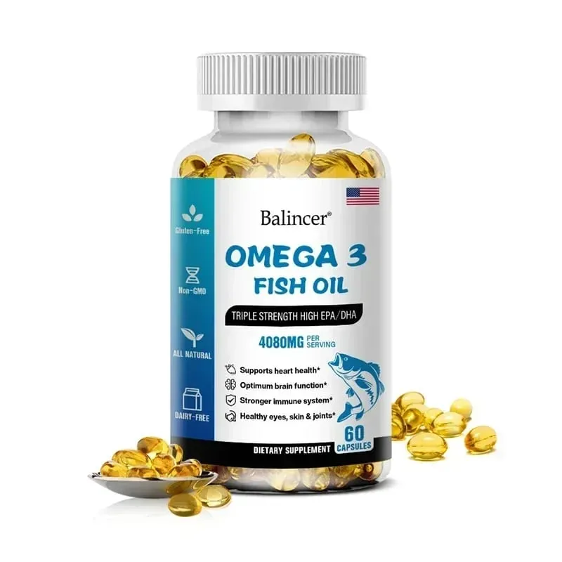 Balincer Wild Caught Omega 3 rybí olej softgels – trojitá síla Vysoký EPA 1200 mg DHA 900 mg Non-GMO Bezlepkový doplněk stravy