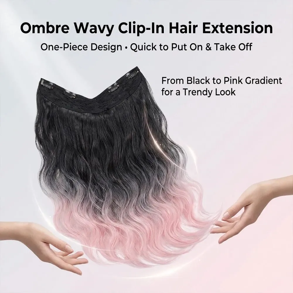 V-shaped One-Piece Synthetic 4 Clip In Hair Extensions Long Straight Hairstyle Hairpiece Colour 55CM Natural Fake Hair