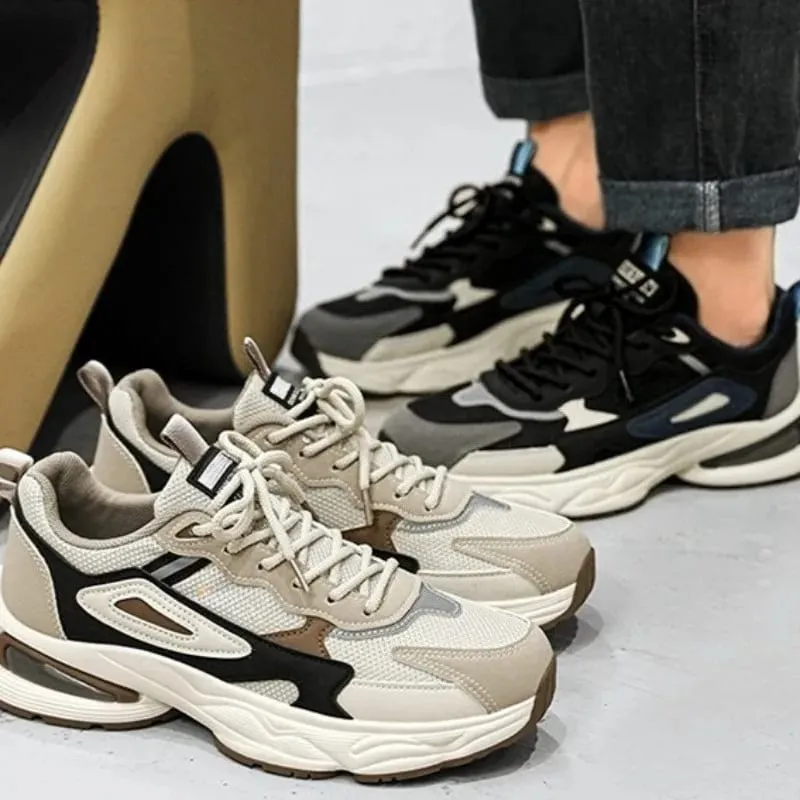 Low-Top Casual Shoes for Men Slip-Resistant Wear-Resistant Comfortable Mesh Breathable Chunky Retro Sneakers