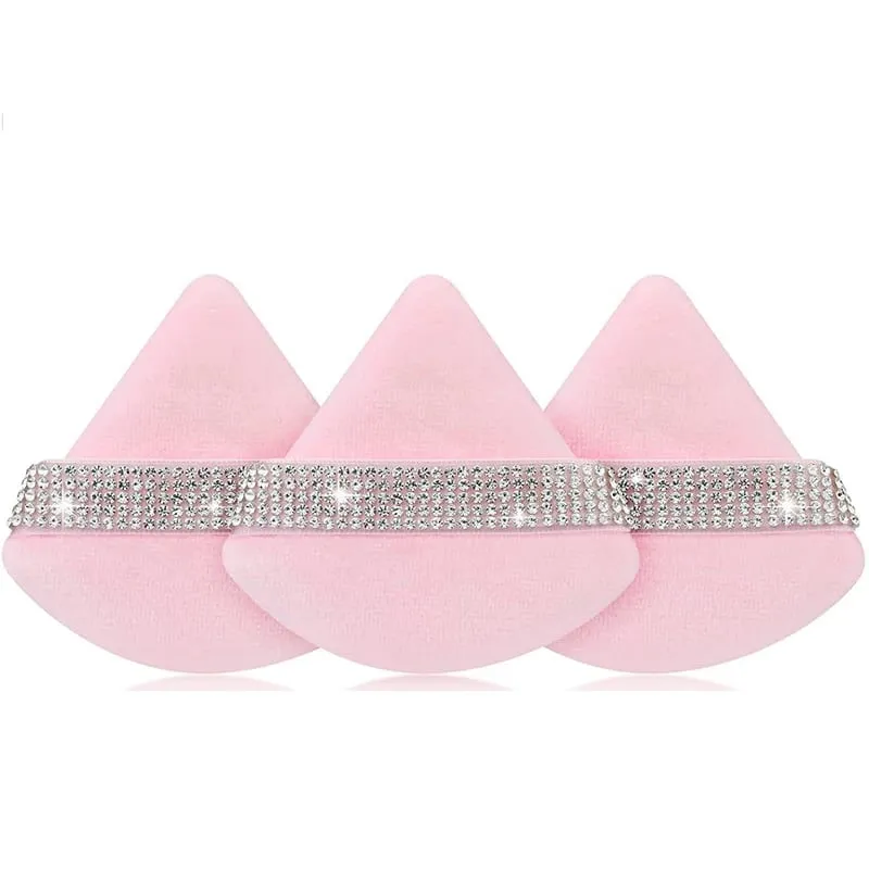 Diamond Triangle Velvet Setting Puff Ribbon Detail Powder Sponge Smooth Finishing Soft Puff for Loose Pressed Powder Application
