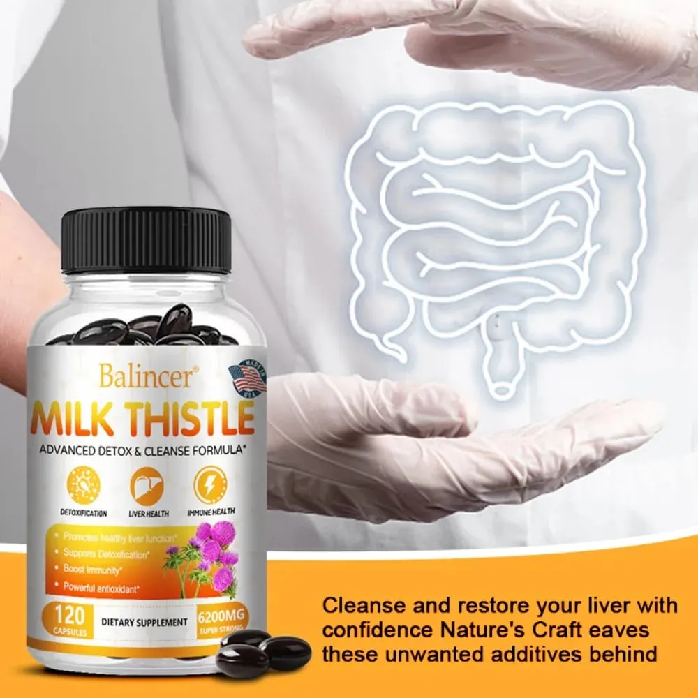 Milk Thistle with Dandelion Root - for Kidney & Liver Health Liver Detox and Cleanse Promotes Skin and Digestive Health