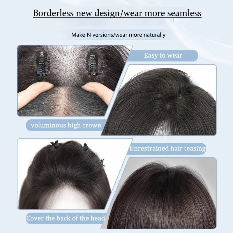 Wig Patches for Women with Fluffy Hair on the Top of the Head Natural and Seamless Hair Coverage White Hair Replacement Patches