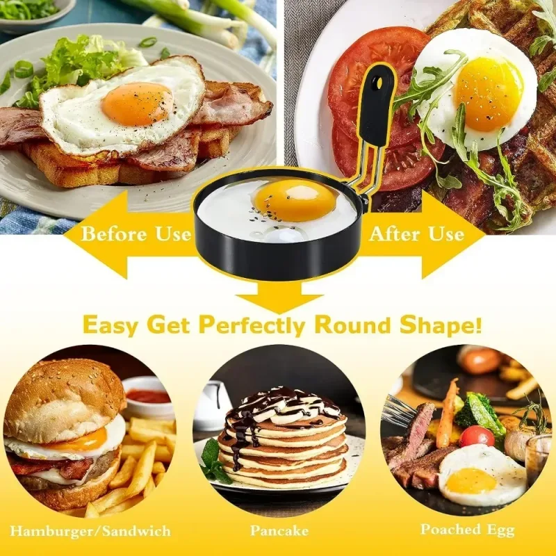 Anti-scald Egg Fried Ring Professional Stainless Steel Nonstick Round Pancake Mold Cooking Egg Mould Breakfast Sandwich Tools — image 2