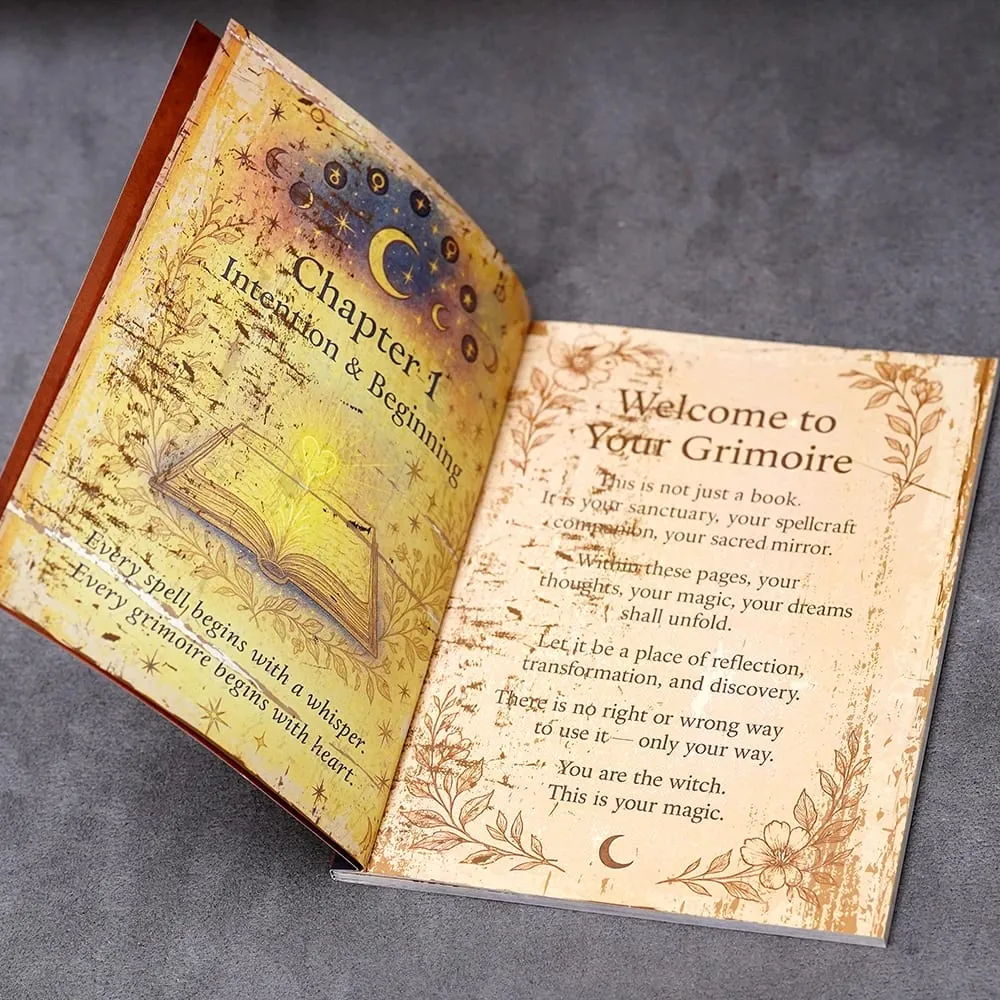 77 Pages Witchcraft Grimoire Pages Book of Shadows Kit with Moon Phases Herbal Lore Spells Gothic Dark Academia Witch Journal