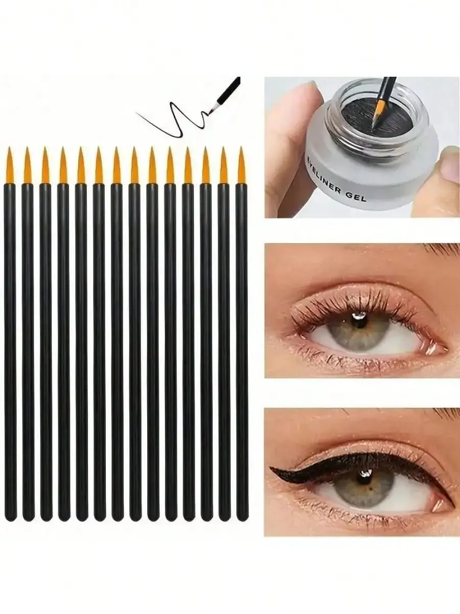 10Pcs/Set Disposable Eyeliner Brushes With Cap Fine Fiber Nail Art Pen Applicators Wand Professional Cosmetic Mini Makeup Tools