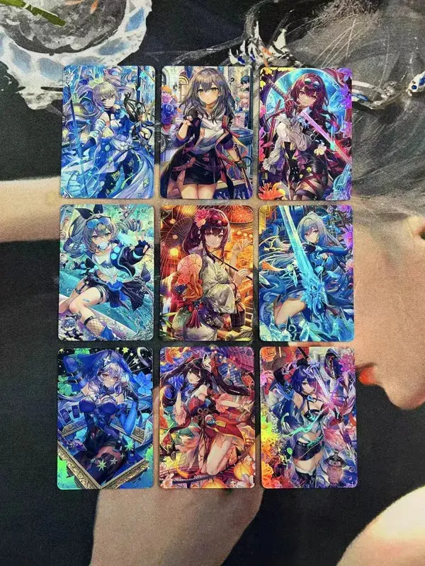 DIY Fanmade Mixed Genshin Honkai Waifu holografické laserové flash karty sběratelské herní hry