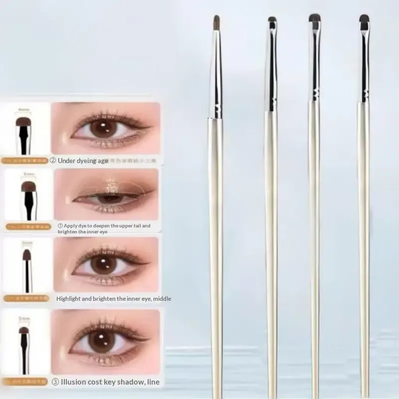 4/6Pcs Eye Detail Brushes Set Horse Hair Eyeshadow Brushes Undereye Smudge Brushes Soft Eyeliner Brush Perfect Eye Makeup Tools