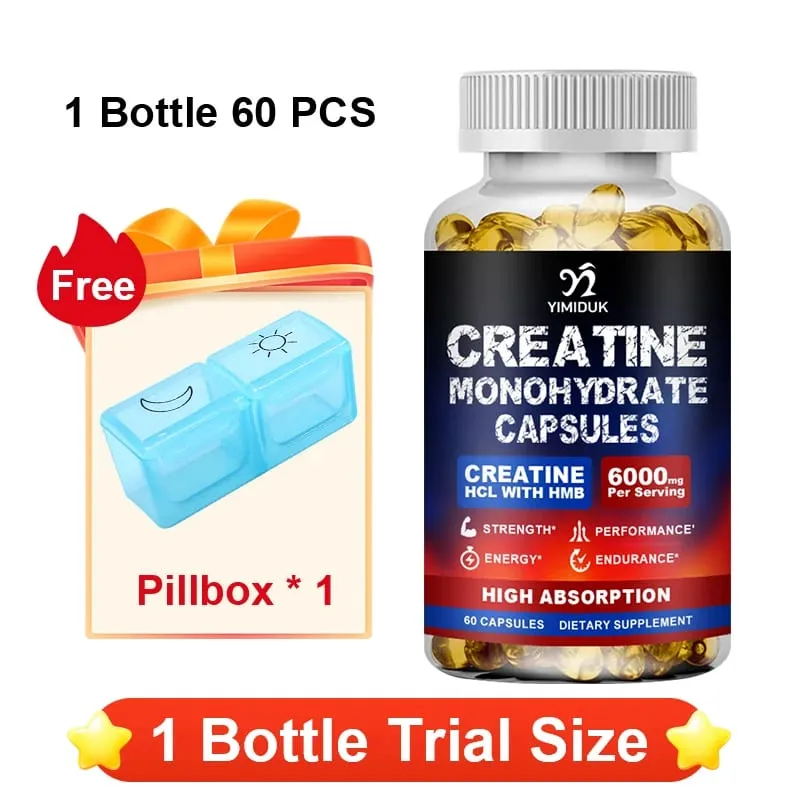 High Absorption Creatine Capsules with Mixed Creatine Vitamin E Boost Muscle Growth Extend Workout Accelerate Recovery