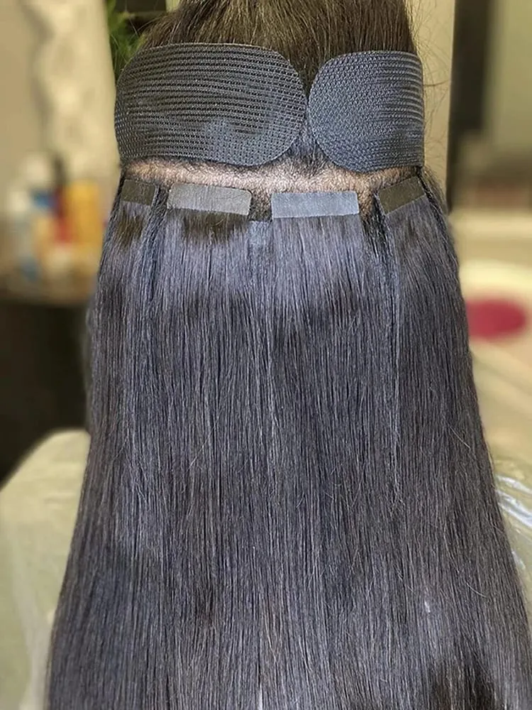 Straight Tape in Hair Extensions Human Hair Natural Black #1B Remy Tape in Human Hair Extensions for Women Double Sided Seamless Thick End Silky Straight 20pcs 50 Gram 26 Inch