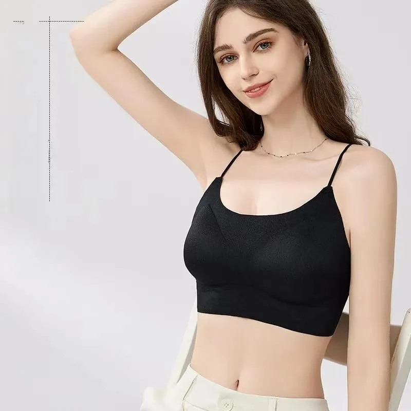 2025 Sexy French Camisole Backless Bra One-piece Seamless Lifting Lingerie No Underwire Gathering Anti-sagging Fix Cup Bra