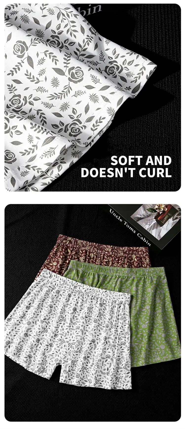 MiiOW 3/4/6Pcs Cotton Breathable Men Underwear Boxers Rose Print Man Underpants Skin-friendly Softness Mens Panties Boxer Briefs