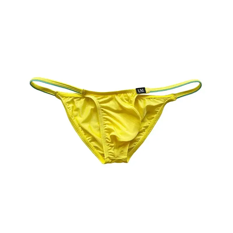 New Arrival Men's Ice Silk Briefs Color Block Low-rise Thin Sexy Underwear