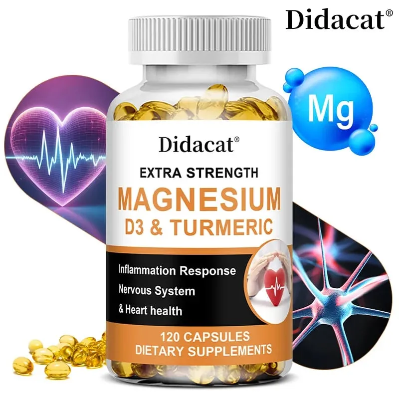 Calcium Magnesium Vitamin D3 & Turmeric Capsules Multi-Nutrient Herbal for Bone Muscle & Daily Whole-Body Nutritional Support