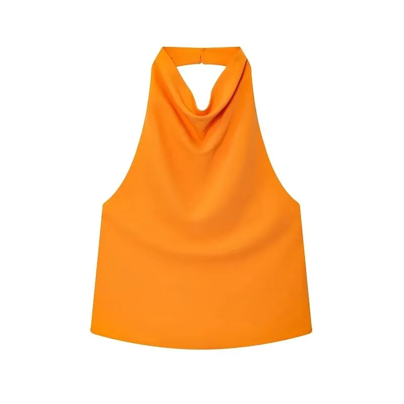 Satin Halter Tops for Women off Shoulder Backless Tops Woman 2026 Sexy Strapless Women's Tops Camisole Beach Top Female