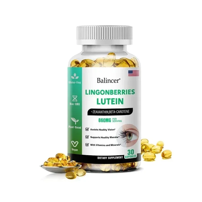 Cápsulas de luteína Balincer com suplemento dietético de vitamina zeaxantina para suporte à saúde ocular 120/60/30 cápsulas moles fáceis de engolir