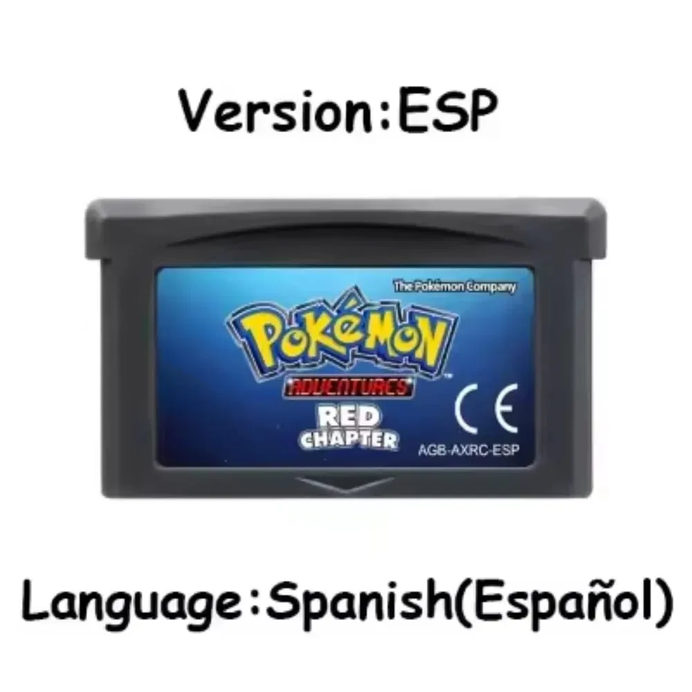 GBA Pokemon Game Cartridge 32-Bit Video Game Console Card AshGray Liquid Crystal Light Platinum Moemon Emerald English Language