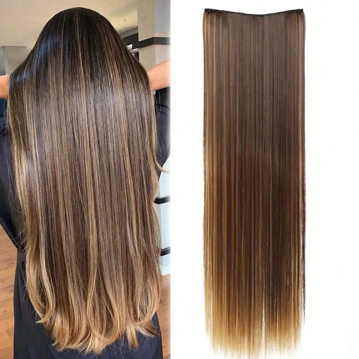 JKL Synthetic 5 Clip In Hair Extensions Long Straight Hairstyle Hairpiece Black Brown Blonde 80CM Natural Fake Hair For Women