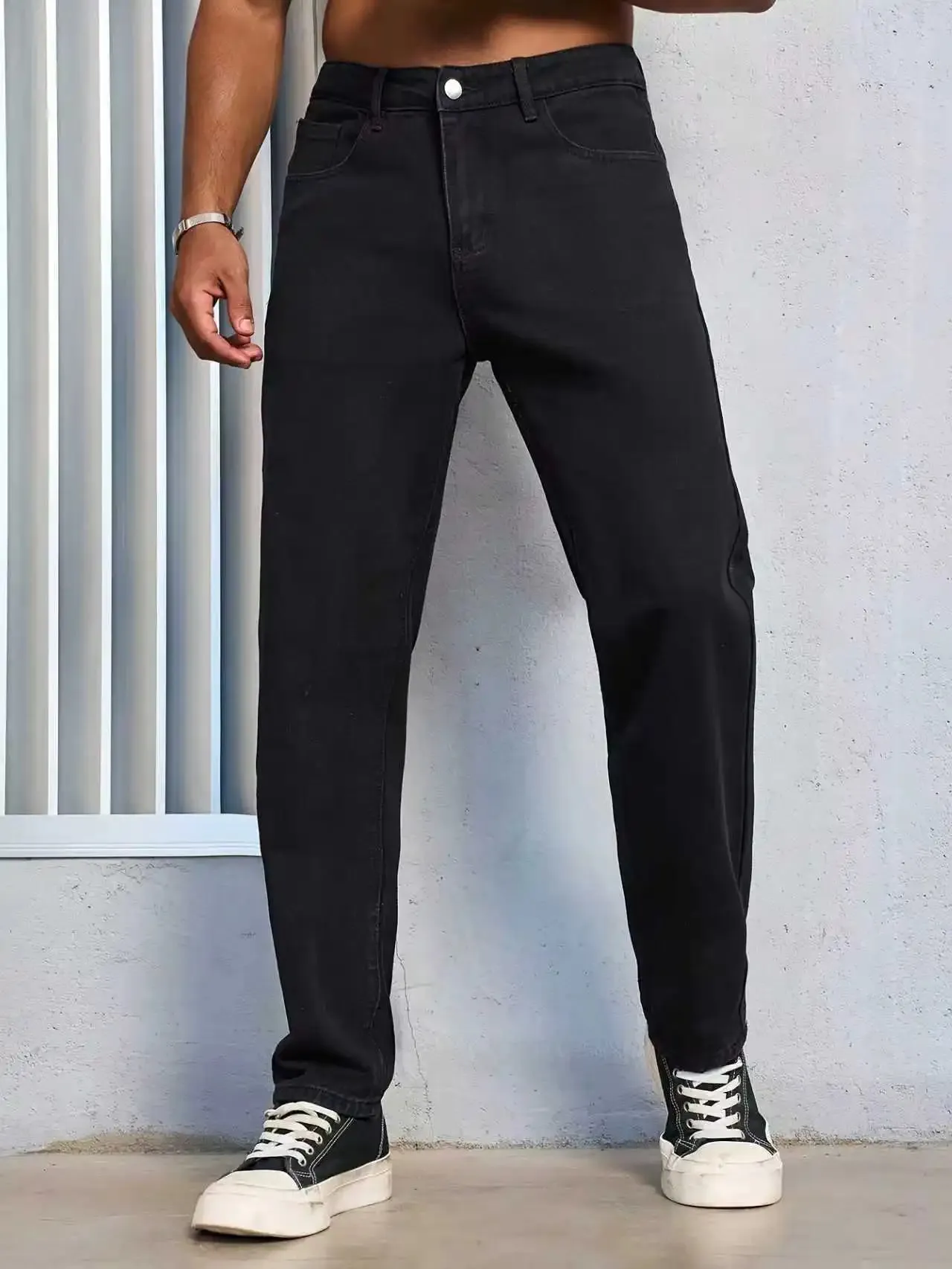 Men's Casual Solid Black Regular fit Jeans