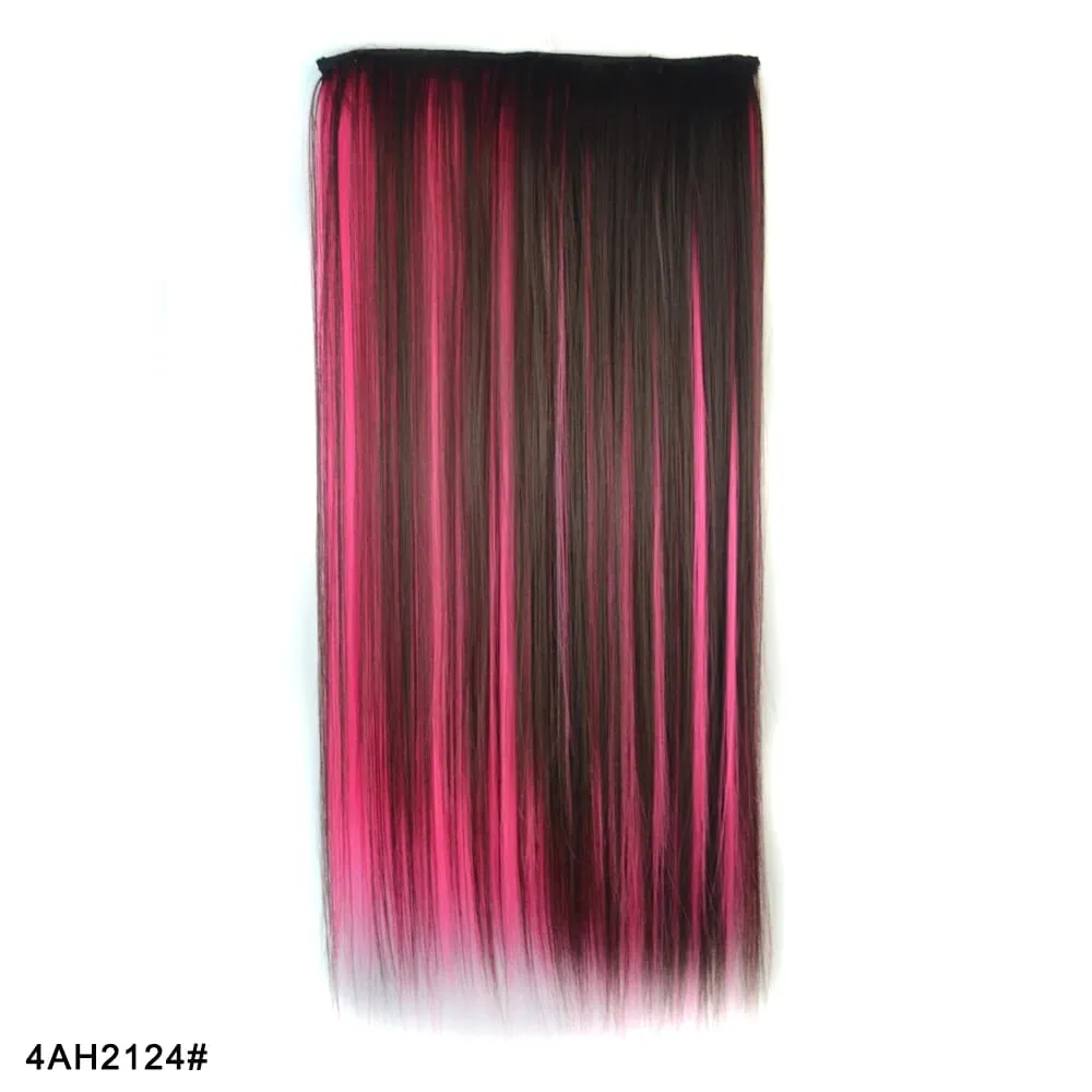 Zolin grampo de cabelo reto na extensão do cabelo arco-íris colorido ombre cor uma peça com 5 clipes sintético cosplay hairpieces