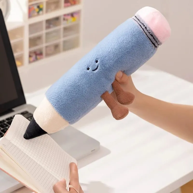 Kawaii Stationery Commodity Plush Toy Stuffed Humanoid Ruler Book Pencil Sharpener Eraser Pillow Decoration Gift
