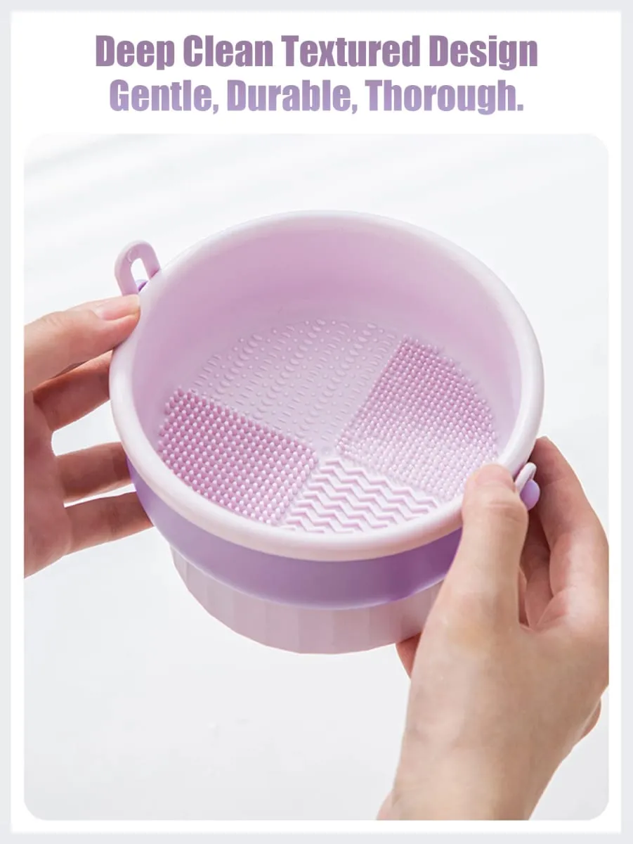 Make-up-Pinsel-Reiniger-Schüssel, All-in-One-Wasch-, Trocken- und Aufbewahrungsregal, sanftes, nicht beschädigendes Reinigungswerkzeug für Pinsel, Schwämme und Mixer