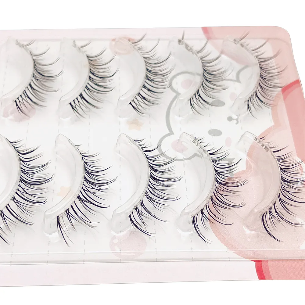 5 pairs of transparent stem wavy eyelash extensions - reusable easy to apply natural looking enhancing eye appearance