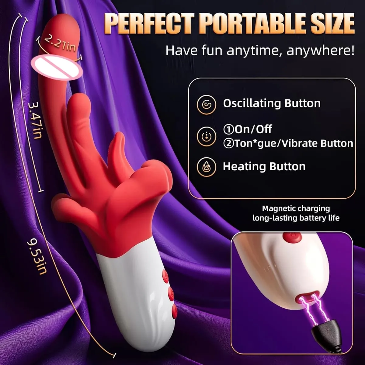 G Spot Vibrator Sexlegetøj til kvinder - Tungevibrator Voksenlegetøj med 10 tungelikning og 5 rytmiske gynger og varmetilstande til klitoris brystvorter og anal，Rose Sexlegetøj Tungelegetøj til kvinder Parspil