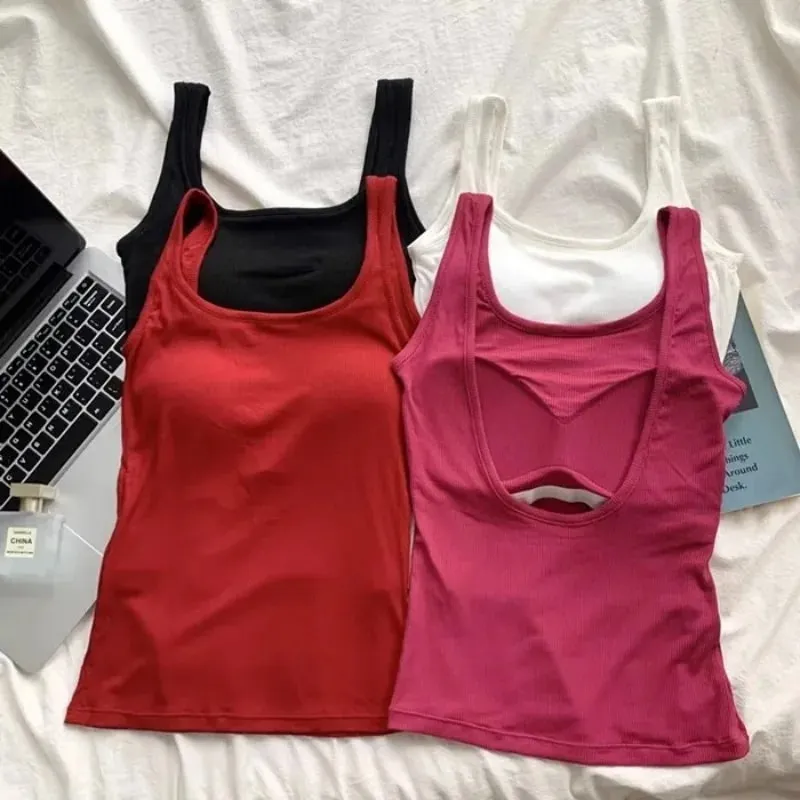 Red Bal Strap Vest Women's Tight Elastic ort Top with Chest Pad ort Wrap Chest irt Autumn Outdoor Wear Sports Top