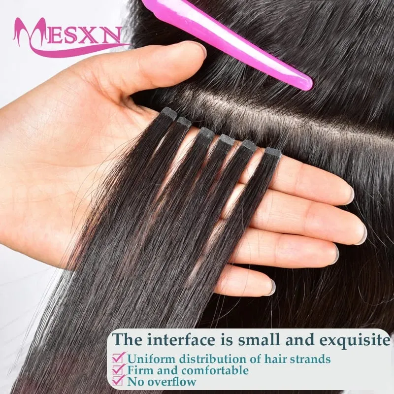 Mini Tape In Hair Extensions 100% Human Hair Real Natural Hair Tape Brown Blonde Can Be Permed And Dyed For Salon