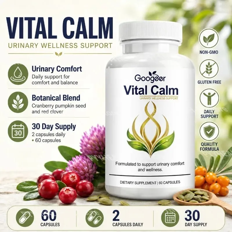 Googeer Vital Calm Capsules for Adult Urinary Wellness Support and Comfort with Magnesium and Cranberry Extract 60 Capsules — image 1