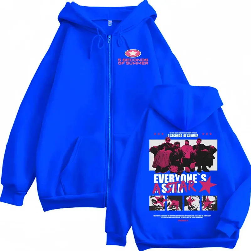 5 Seconds of Summer Everyone's A Star 2026 World Tour Zipper Hoodies Coat Men Women Harajuku Hip Hop Rock Punk Jacket Sweatshirt — image 6