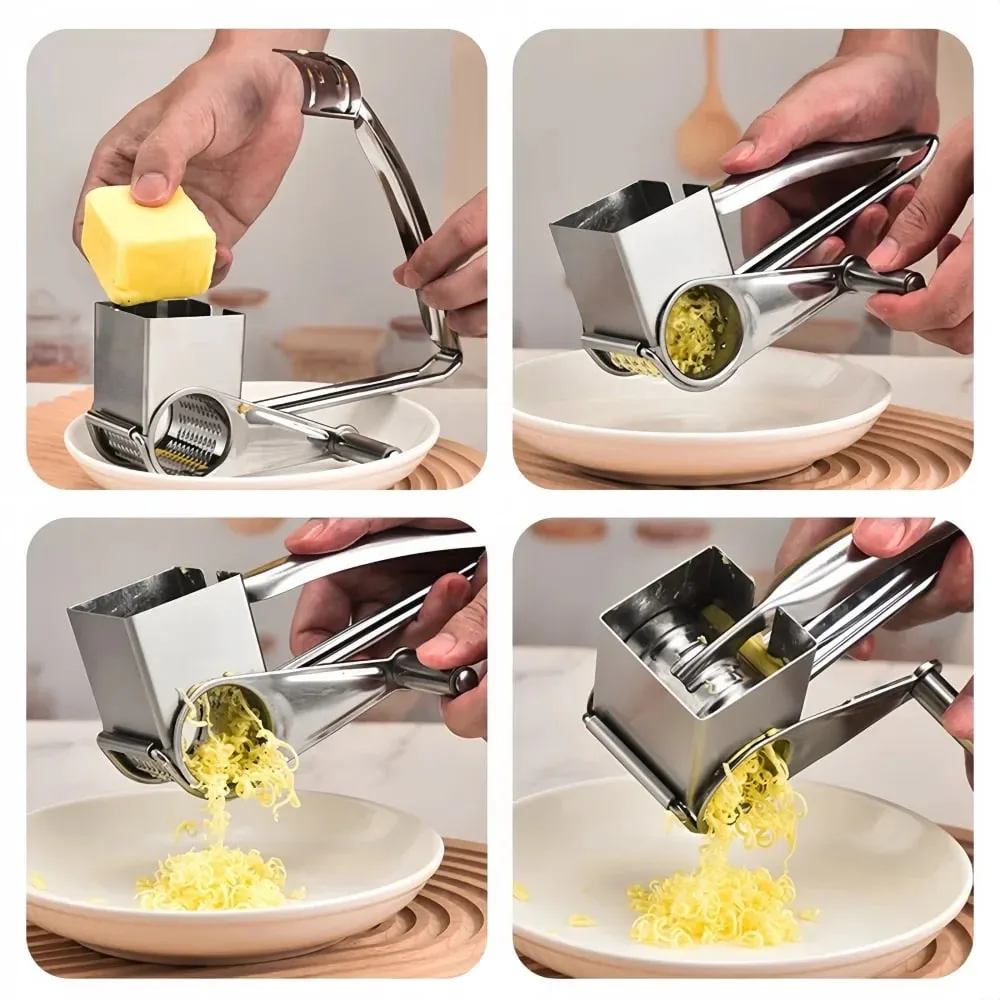 Stainless Steel Cheese Grater Hand Cranked Multifunctional Vegetable Chocolate Carrot Nut Slicer Fast Efficient Kitchen Tools
