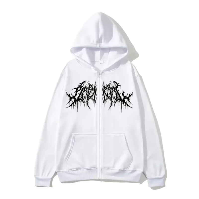 Y2K Zipper Hoodie Men's Trendy Printed Hip Hop Style Gothic 2026 Autumn/Winter Warm Long Sleeve Sweatshirt
