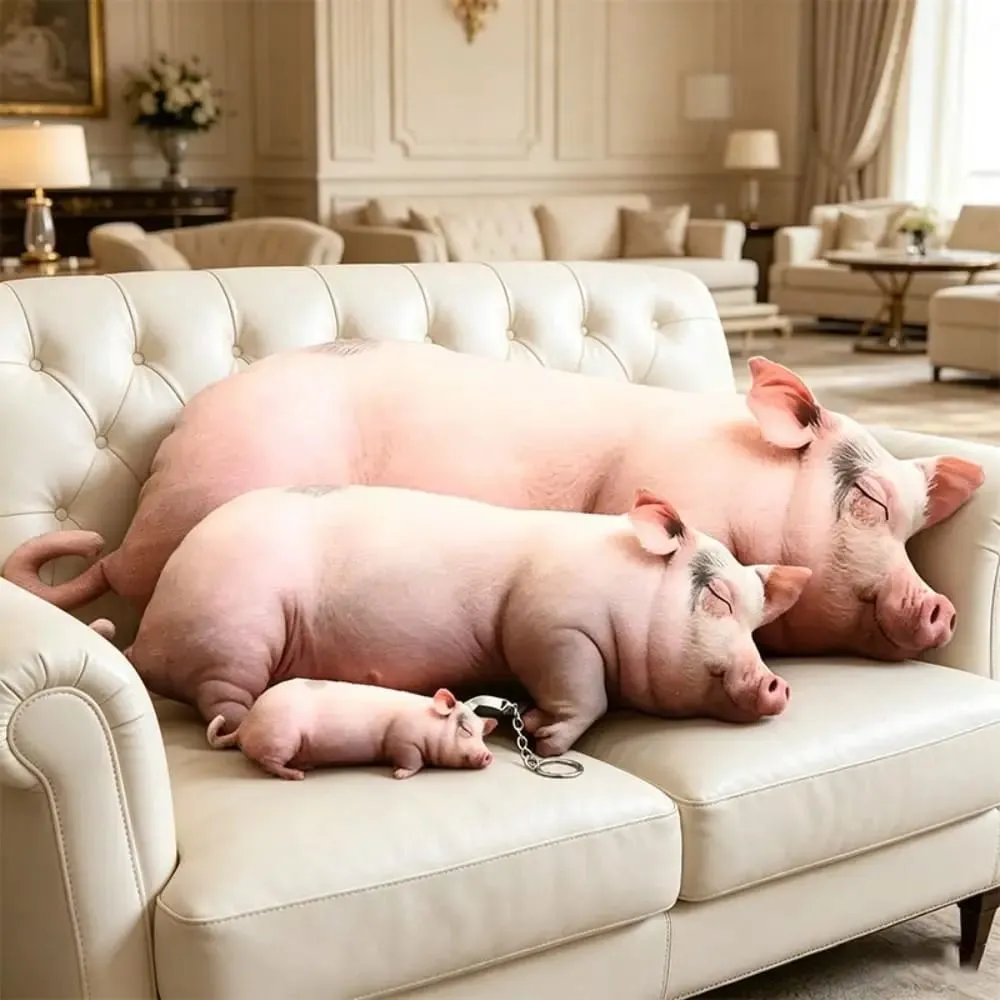 Plush Material Animal Body Pillow PP Cotton Filled Soft Texture Animal Cushion Doll Toys Cute Design 40cm Size Pig Keychain