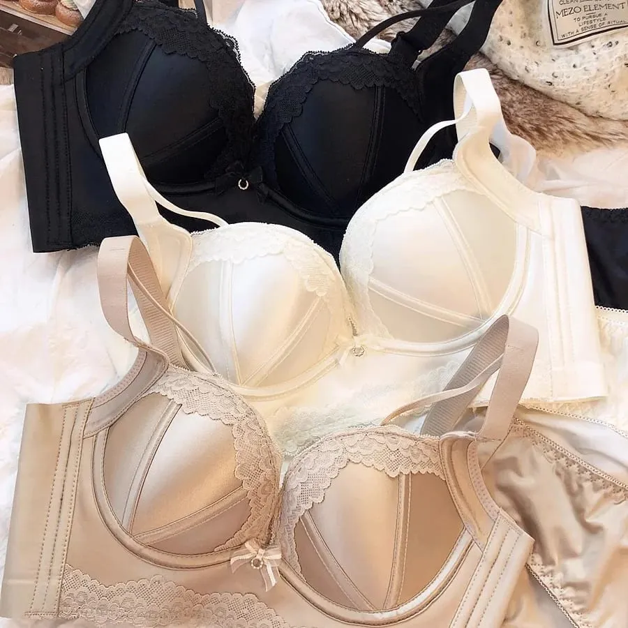 Reggiseno push up spesso senza filo di cotone, mutandine di pizzo, set di biancheria intima da donna, stile retrò rosso, senza cuciture, intimo femminile