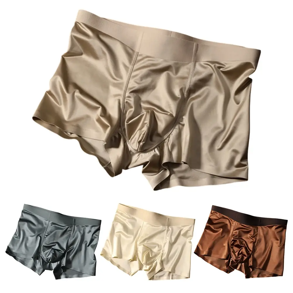 1 pezzo boxer da uomo senza cuciture mutandine sul cavallo traspiranti boxer in seta di ghiaccio comodi slip intimi da uomo in raso — image 10