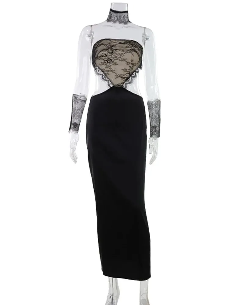 Robes en dentelle ajourées sans bretelles, Patchwork, enveloppe de hanche, Sexy, Club, femmes, gaine, moulante, mode féminine, tenues de fête, Slim