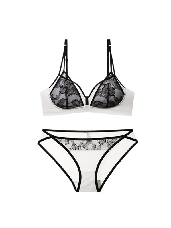 Bestseller French Lace Wireless Bra Set Lightweight Summer Sexy Pure Desire Triangle Cup Ladies Intimates