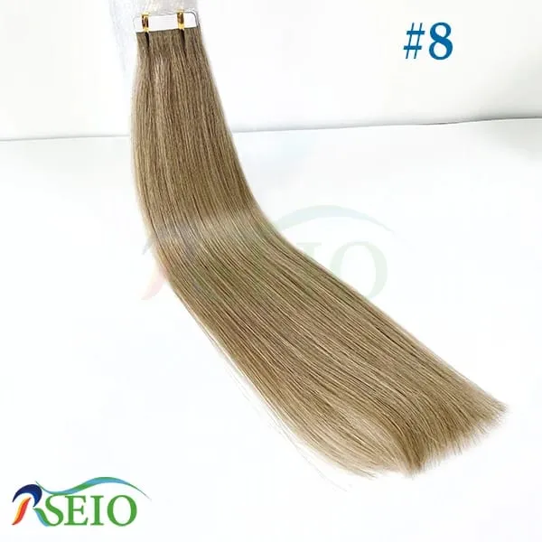 High Quality Tape in Human Hair Extensions Straight Hair Seamless Invisible 14"-22" 100% Real Natural Hair End Thicken