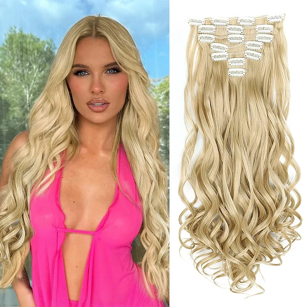Synthetic Clip in Hair Extensions Purple hairpieces 7pcs/set 22inch Thick Hair for Women Girls Daily Party Cosplay