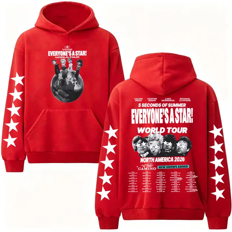 5 Seconds of Summer Everyones A Star World Tour Hoodies Men Women Harajuku Hip Hop Street Sweatshirts High Quality Casual Hooded