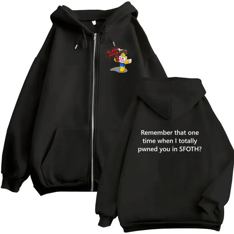 Funny Blame John Meme Zipper Hoodie Shedletsky Forsaken Fashion Autumn/Winter Sweatshirt Men Women Casual Oversized Coats Hoody