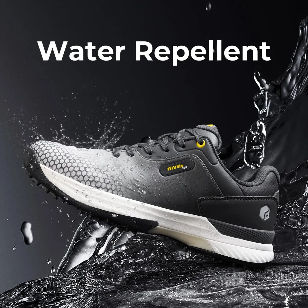 FitVille Wide Men's Golf Shoes Non-Slip Wear-Resistant Comfortable Pickleball Sports Shoes Suitable for Swollen Feet Relieve Toe