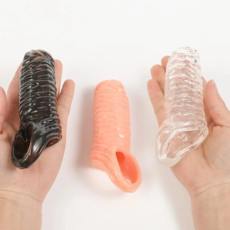 Penis Ring Male Realistic Penis Sleeve Extender Cock Sleeve Enlargement Delay Ejaculation Cock Ring Reusable Sex Toy