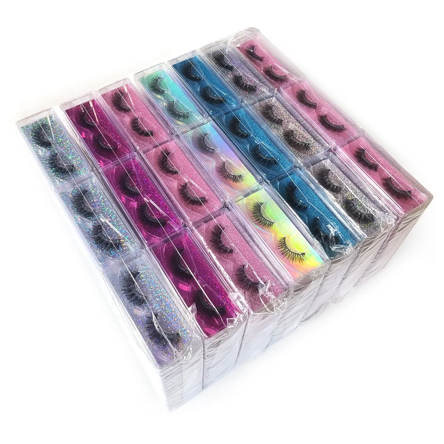 100 Pairs Cat Eye Lashes Natural Long Mixed Style Curling Fluffy Faux Eyelashes Individual Packing Manga Lashes