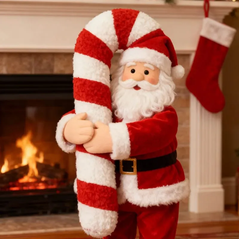 Exquisite Christmas Crutch Plush Toys Christmas Festive Atmosphere Soft Decoration Decorative Ornaments Festival Gift For Friend