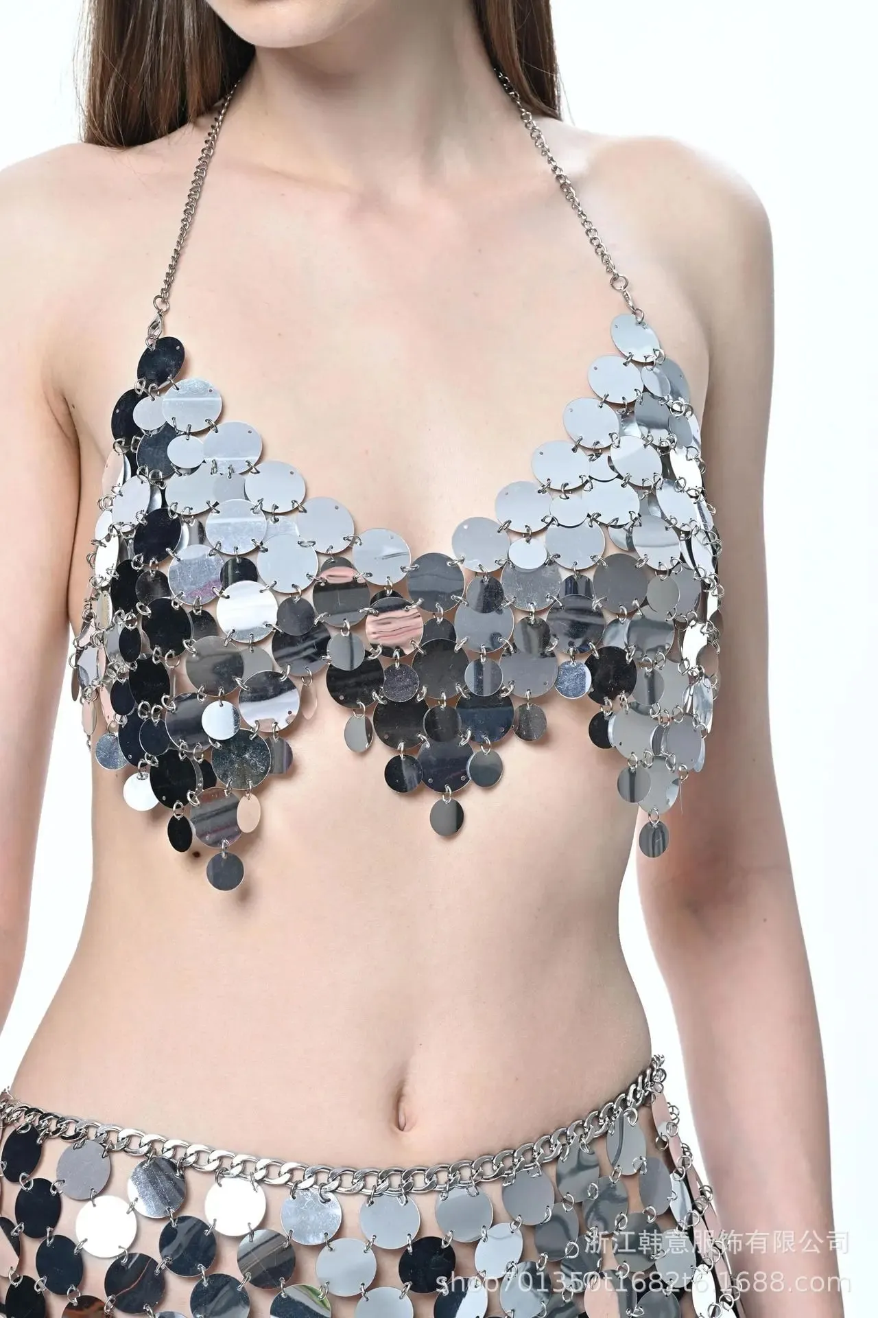 Sexy Sequin Dress Shiny Suspender Vest Party Nightclub Skirt Set — image 12
